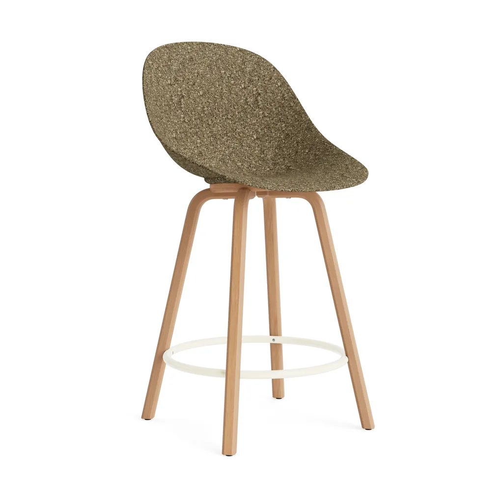 Καρέκλα μπαρ Mat Bar Chair 65 cm, Seaweed-beech-cream steel Normann Copenhagen