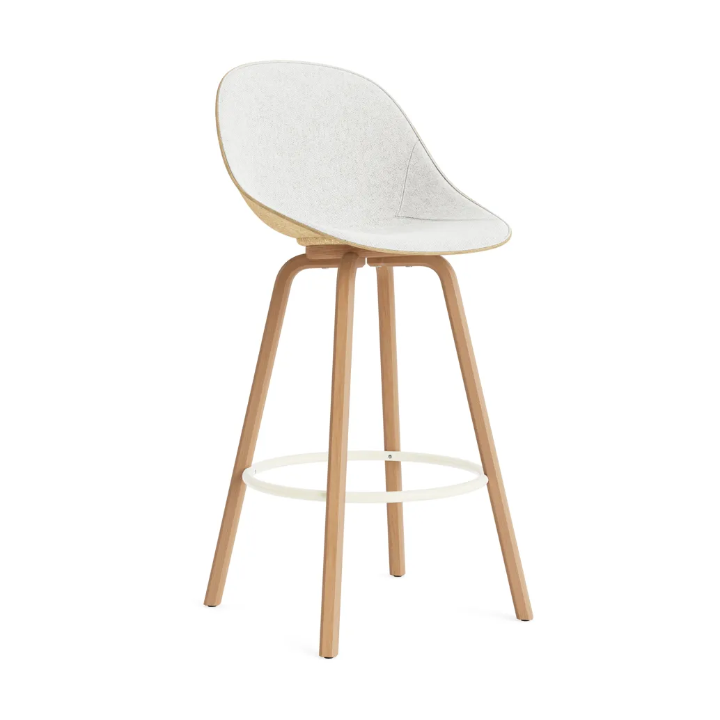Mat Bar Chair σκαμπό μπαρ με επενδυμένη πρόσοψη 75 cm, Hallingdal 110-hemp-beech-cream steel Normann Copenhagen