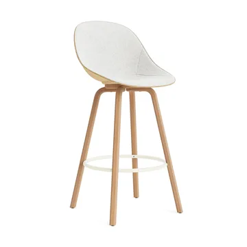 Mat Bar Chair σκαμπό μπαρ με επενδυμένη πρόσοψη 75 cm - Hallingdal 110-hemp-beech-cream steel - Normann Copenhagen