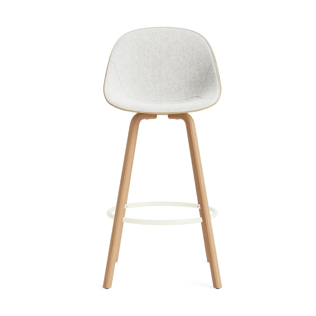Mat Bar Chair σκαμπό μπαρ με επενδυμένη πρόσοψη 75 cm, Hallingdal 110-hemp-beech-cream steel Normann Copenhagen