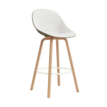 Mat Bar Chair σκαμπό μπαρ με επενδυμένη πρόσοψη 75 cm - Hallingdal 110-seaweed-beech-cream steel - Normann Copenhagen