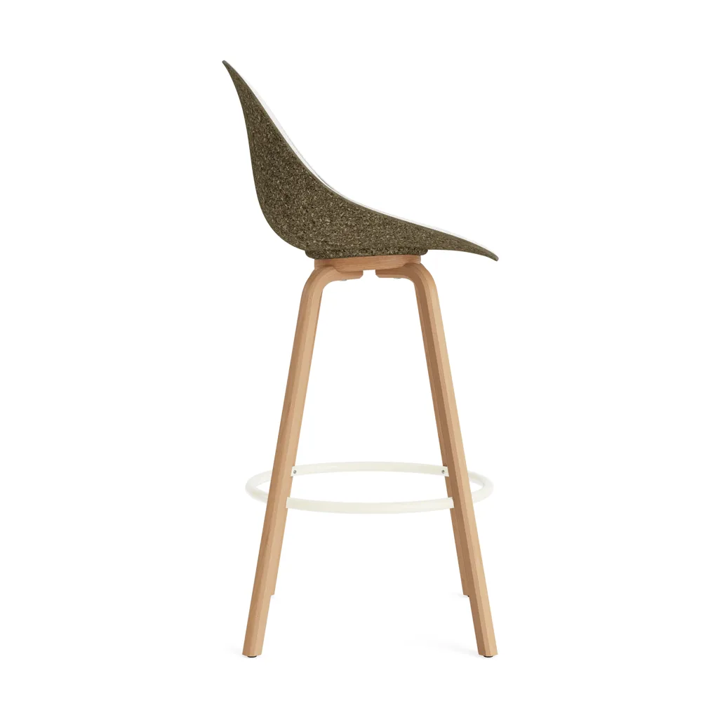 Mat Bar Chair σκαμπό μπαρ με επενδυμένη πρόσοψη 75 cm, Hallingdal 110-seaweed-beech-cream steel Normann Copenhagen