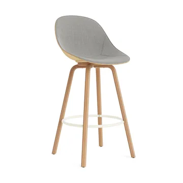 Mat Bar Chair σκαμπό μπαρ με επενδυμένη πρόσοψη 75 cm - Remix 133-hemp-beech-cream steel - Normann Copenhagen