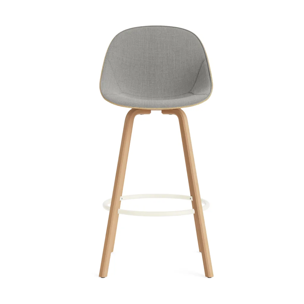Mat Bar Chair σκαμπό μπαρ με επενδυμένη πρόσοψη 75 cm, Remix 133-hemp-beech-cream steel Normann Copenhagen