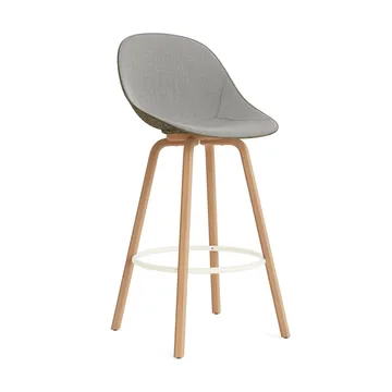 Mat Bar Chair σκαμπό μπαρ με επενδυμένη πρόσοψη 75 cm - Remix 133-seaweed-beech-cream steel - Normann Copenhagen