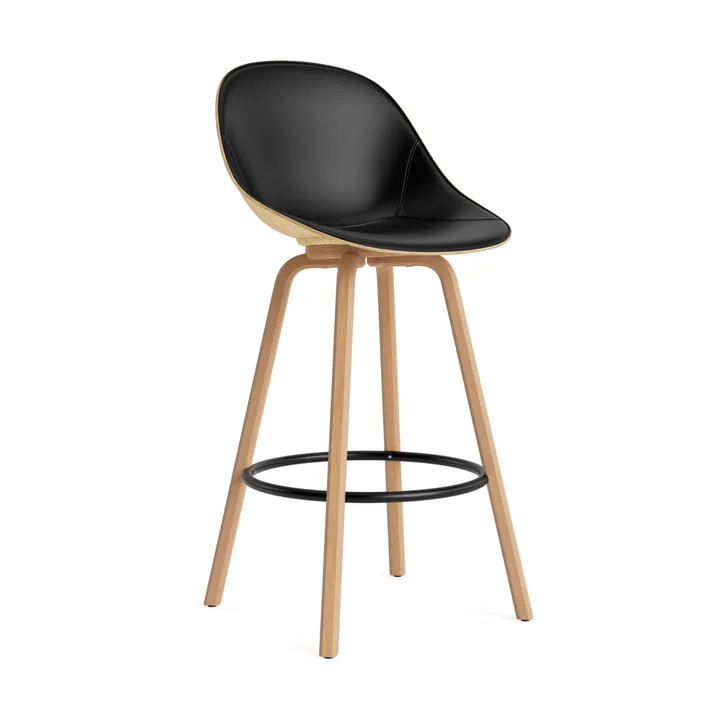 Mat Bar Chair σκαμπό μπαρ με επενδυμένη πρόσοψη 75 cm - Ultra 41599-hemp-beech-black steel - Normann Copenhagen