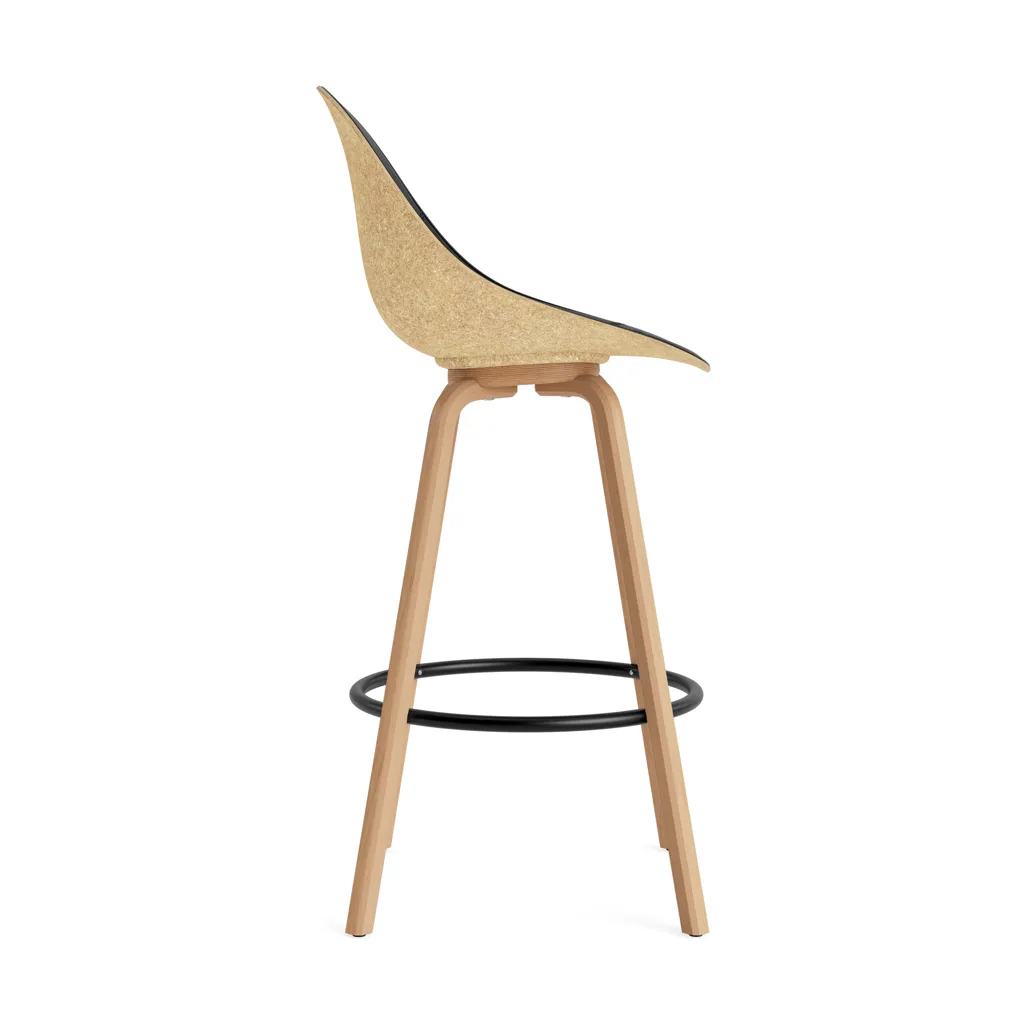 Mat Bar Chair σκαμπό μπαρ με επενδυμένη πρόσοψη 75 cm, Ultra 41599-hemp-beech-black steel Normann Copenhagen