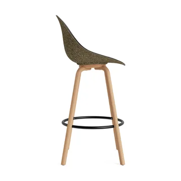 Mat Bar Chair σκαμπό μπαρ με επενδυμένη πρόσοψη 75 cm - Ultra 41599-seaweed-beech-black steel - Normann Copenhagen