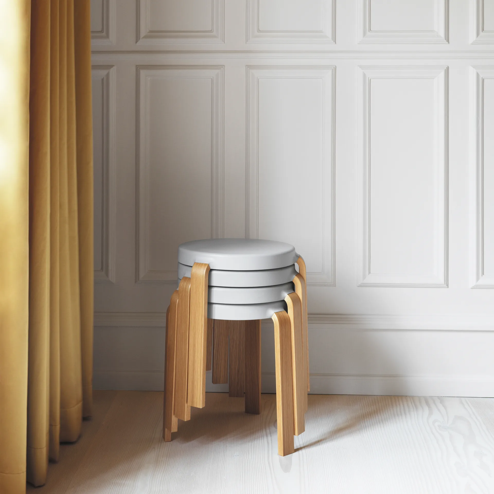 Tap στρογγυλό σκαμπό, Γκρι-δρυς, Ø41x43 cm Normann Copenhagen