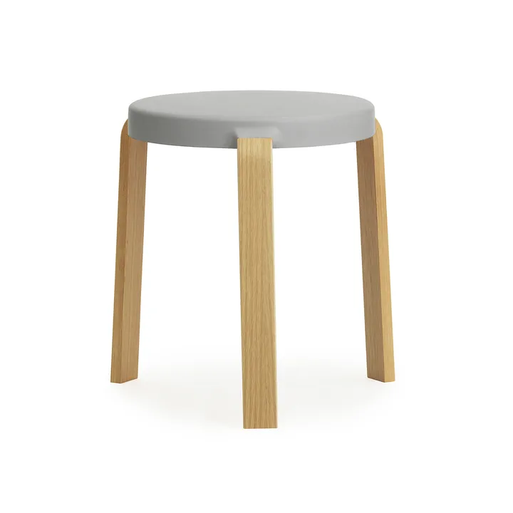 Tap στρογγυλό σκαμπό - Γκρι-δρυς, Ø41x43 cm - Normann Copenhagen