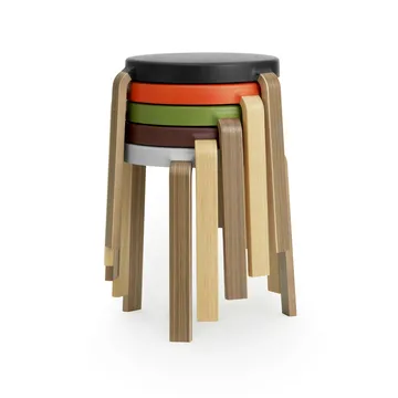 Tap στρογγυλό σκαμπό - Γκρι-δρυς, Ø41x43 cm - Normann Copenhagen