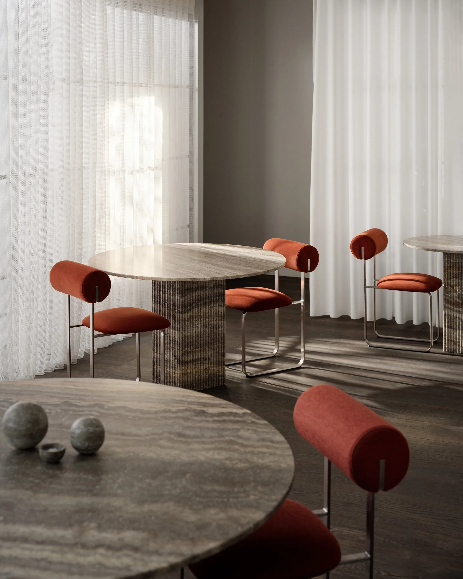 Τραπέζι Soho, Μπεζ τραβερτίνη, Ø120x72 εκ. NORR11