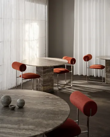 Τραπέζι Soho - Ασημί τραβερτίνη, Ø120x72 εκ. - NORR11