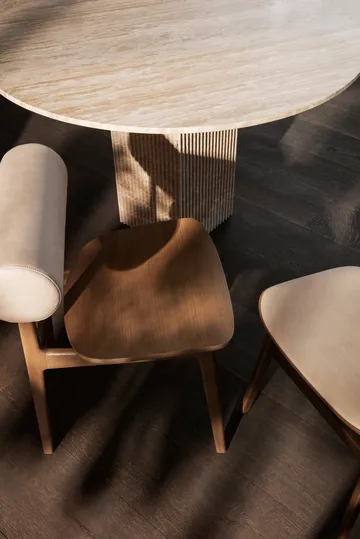 Τραπέζι Soho - Ασημί τραβερτίνη, Ø120x72 εκ. - NORR11