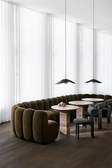 Τραπέζι Soho - Ασημί τραβερτίνη, Ø80x74 εκ. - NORR11