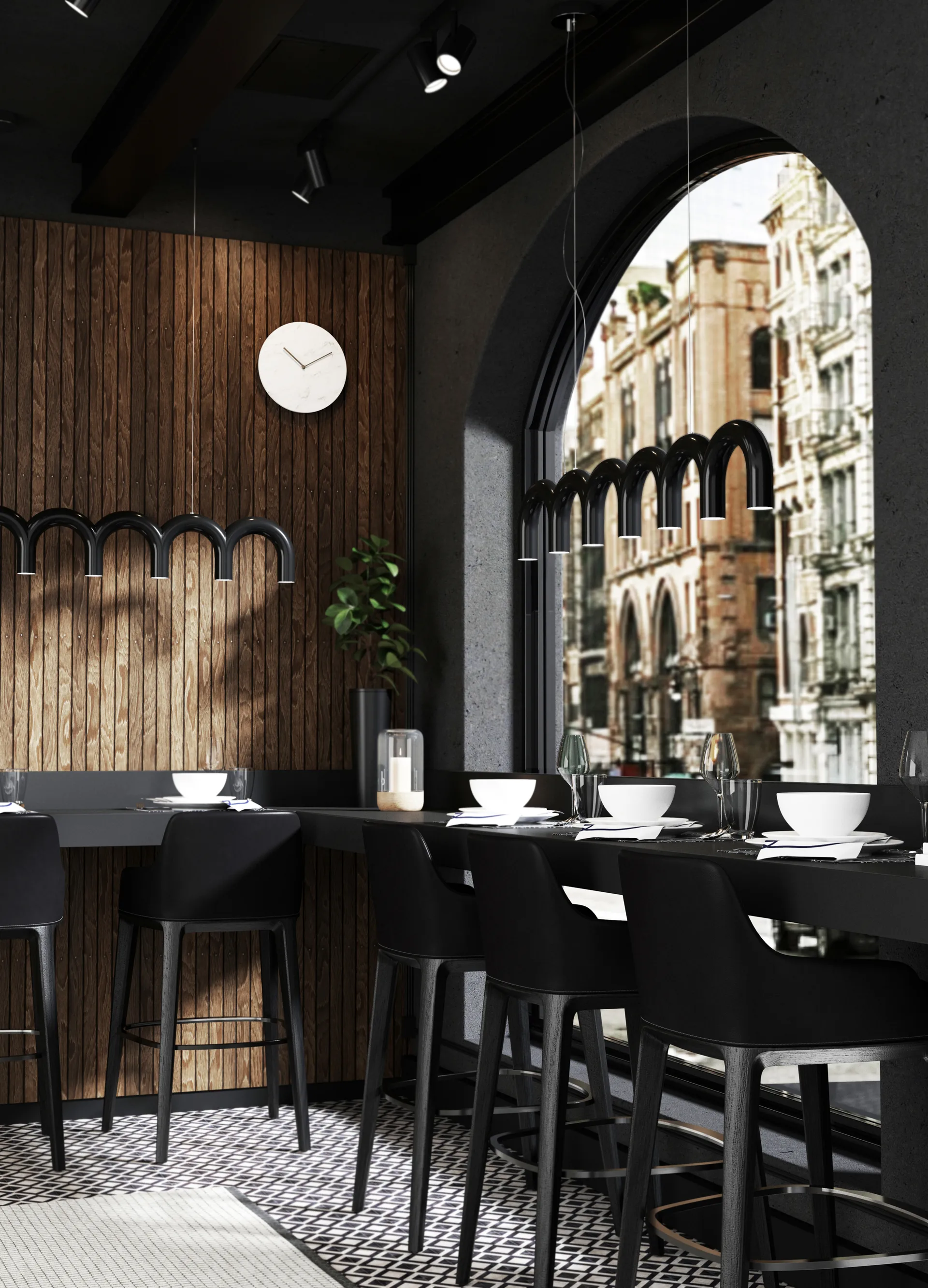 Κρεμαστό φωτιστικό Arch 125,6 cm, Black Oblure