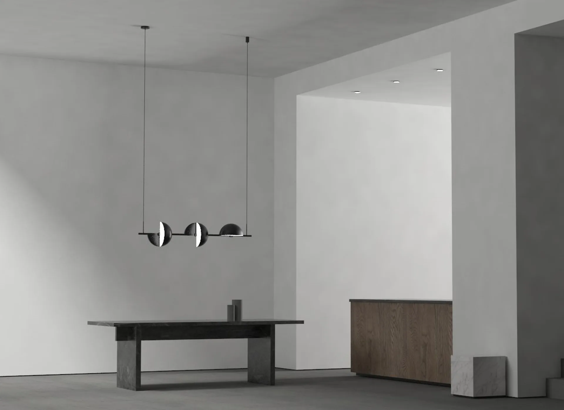 Κρεμαστό φωτιστικό Trapeze triplet, 140 εκ., Μαύρο Oblure