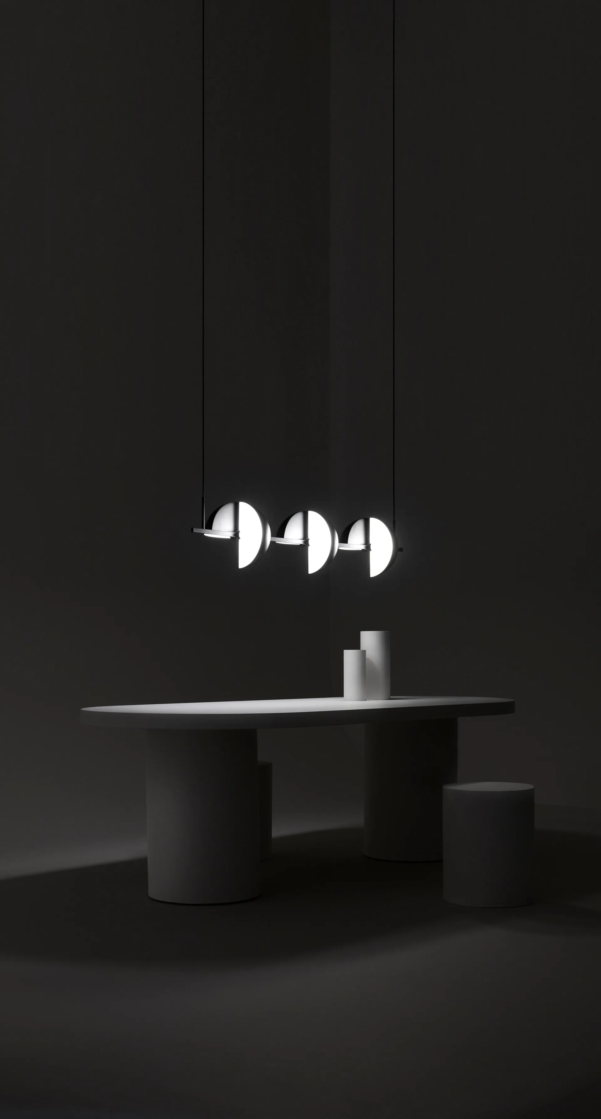 Κρεμαστό φωτιστικό Trapeze triplet, 140 εκ., Μαύρο Oblure