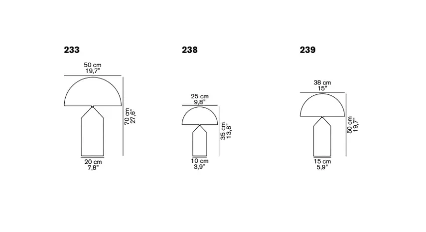 Φωτιστικό τραπεζαρίας Atollo medium 239 από μέταλλο, Satin bronze Oluce