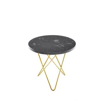 Τραπέζι σαλονιού Mini O Table - Μάρμαρο marquina, μπρούτζινη βάση - OX Denmarq