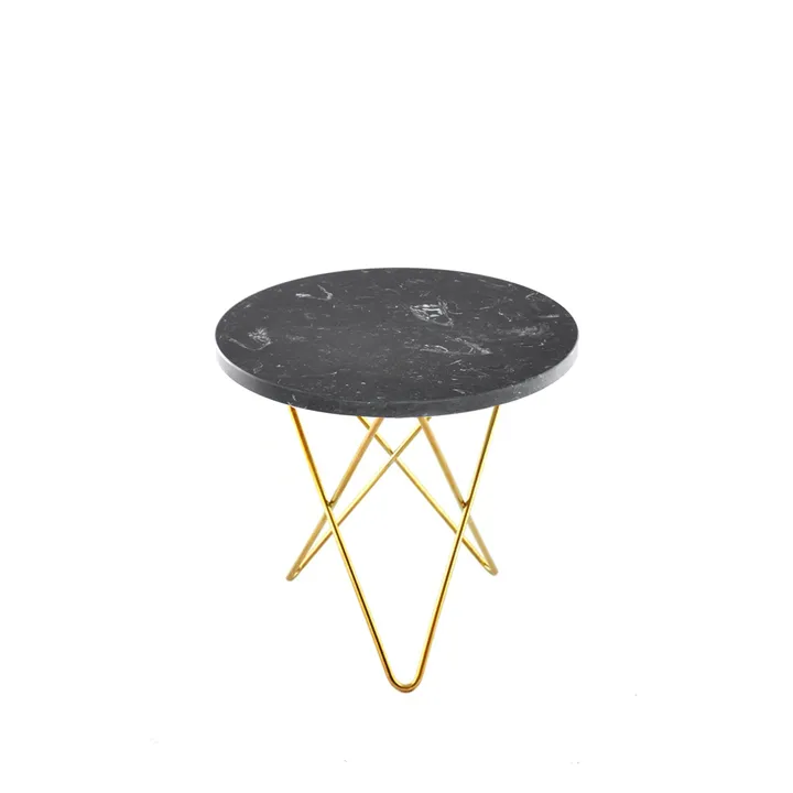 Τραπέζι σαλονιού Mini O Table - Μάρμαρο marquina, μπρούτζινη βάση - OX Denmarq