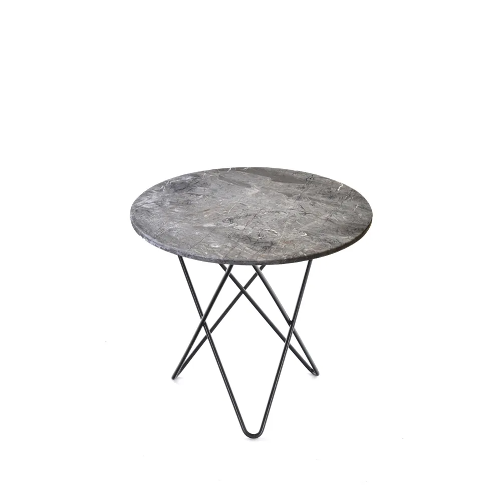 Τραπέζι σαλονιού Mini O Table, μάρμαρο γκρι, βαμμένη μαύρη βάση OX Denmarq