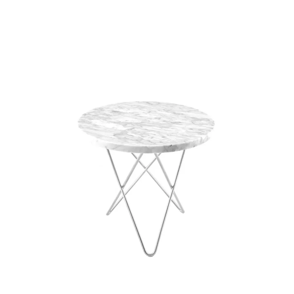 Τραπέζι σαλονιού Mini O Table, Άσπρο μάρμαρο. ανοξείδωτο ατσάλι σταντ OX Denmarq