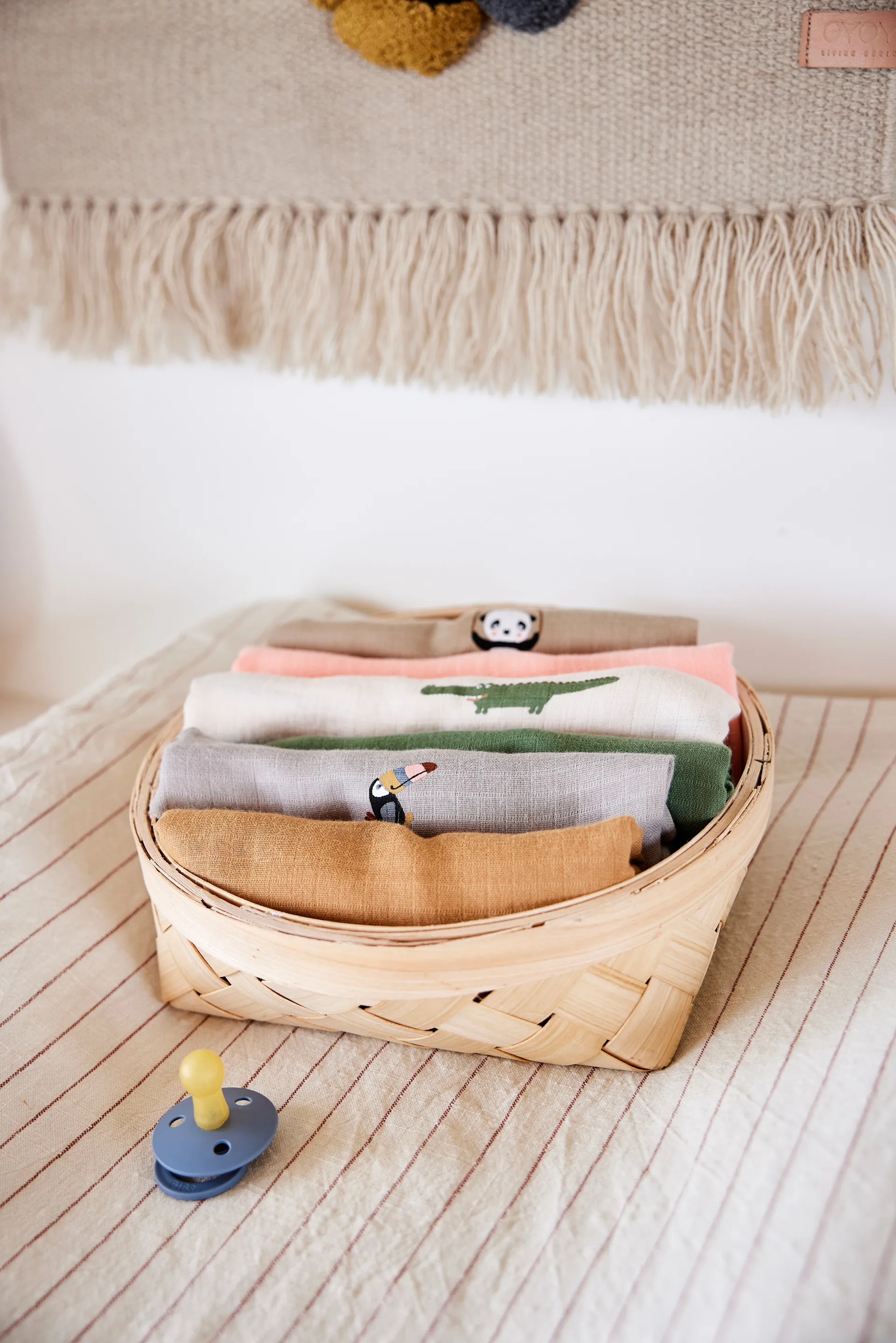 Παιδική κουβέρτα Crocodile 2 σετ, Beige-olive green OYOY