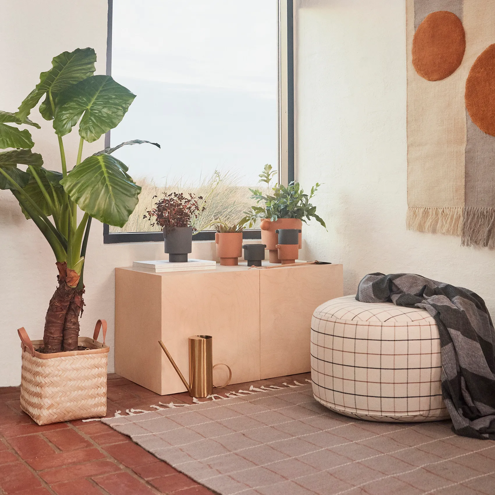 Grid πουφ Ø65 cm, υπόλευκο OYOY