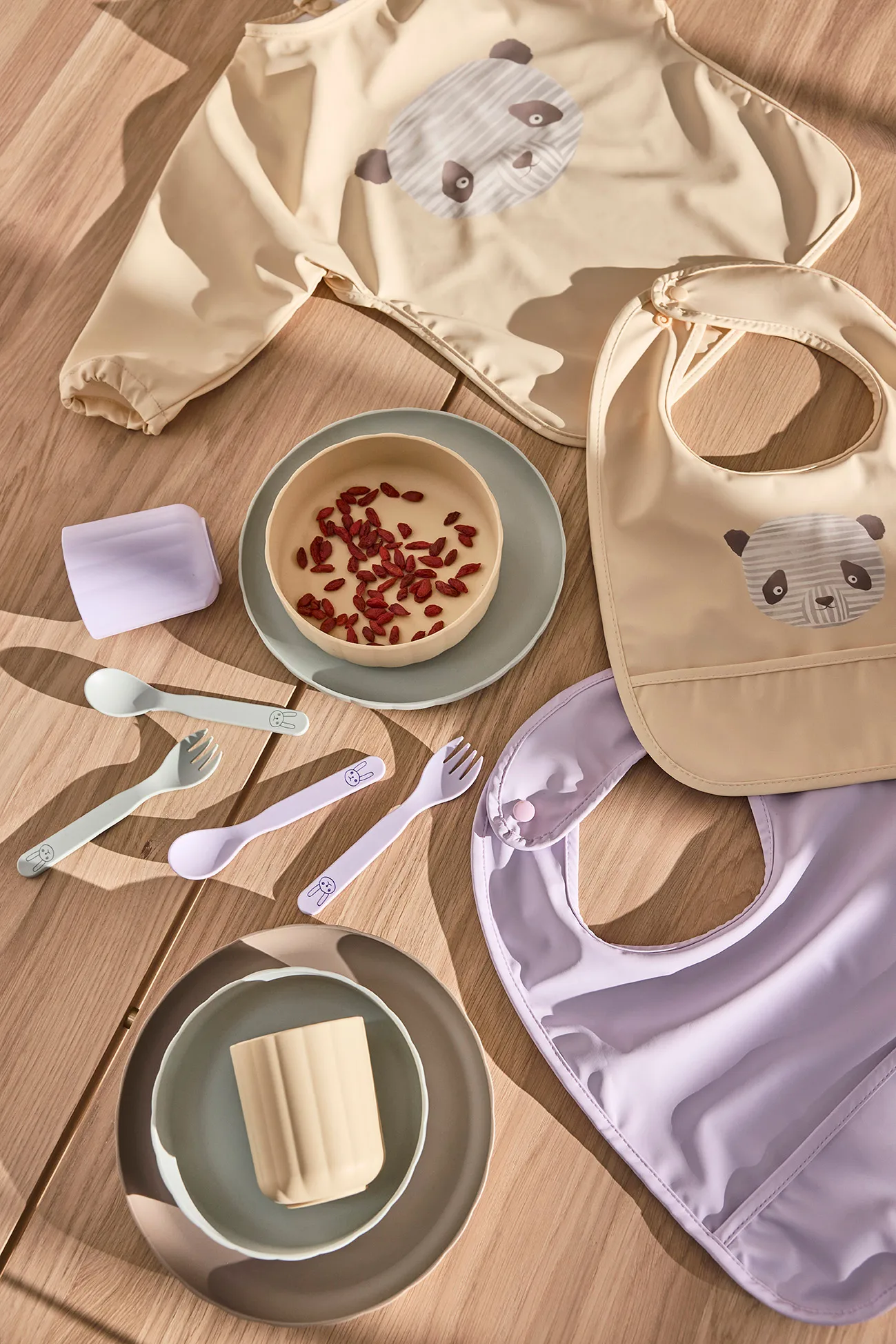 Lun Lun panda σαλιάρα 2 κομμάτια, Vanilla-lavender OYOY