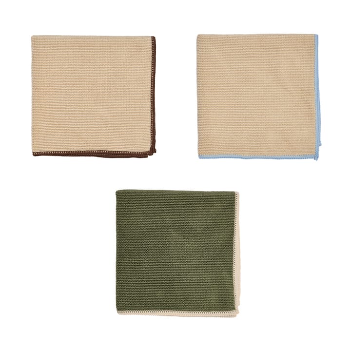 Mundus πανί μικροϊνών 30x30 cm 3 κομμάτια - Camel-olive - OYOY