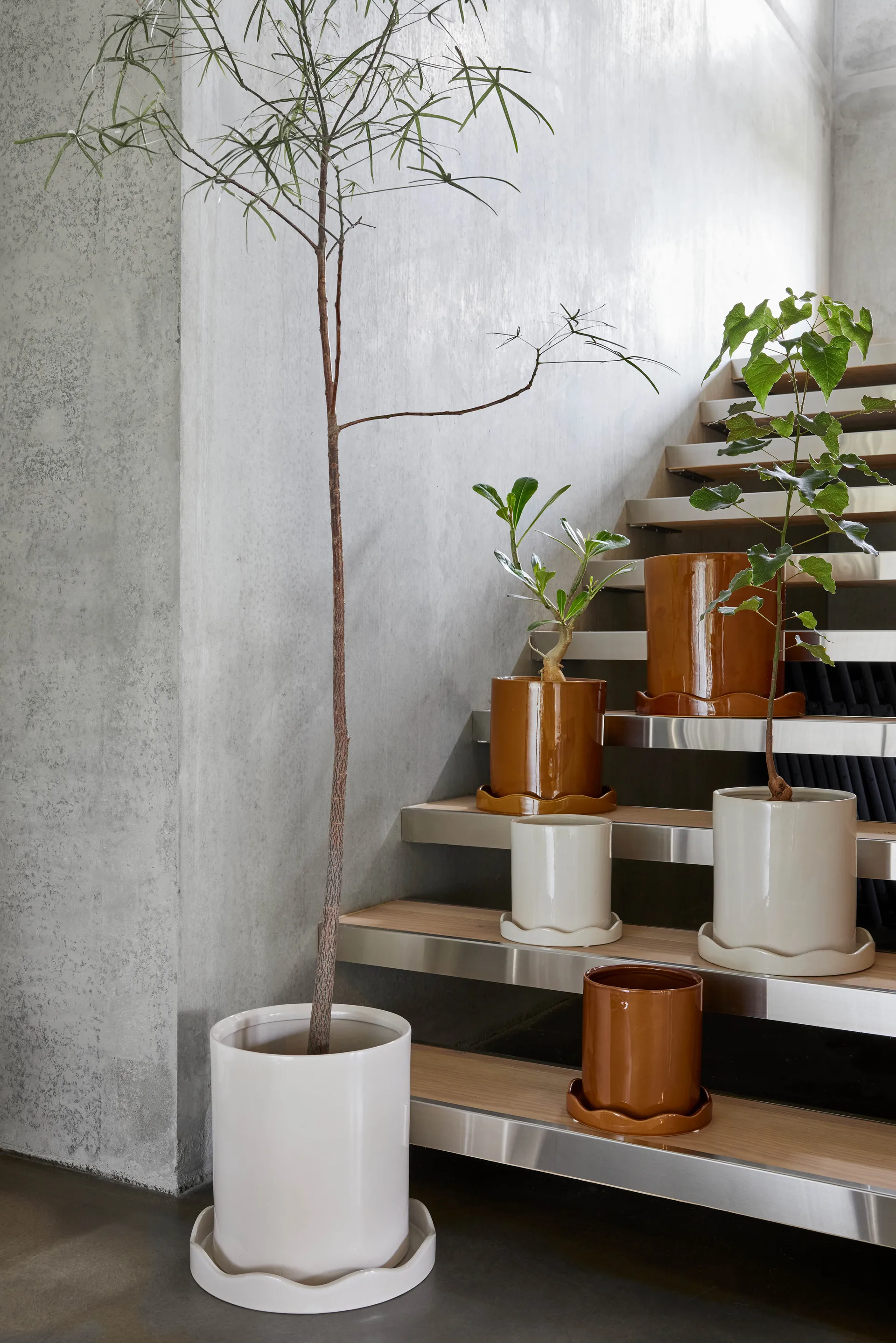 Nami γλάστρα με πιατάκι Ø16,5 μικρό, White OYOY