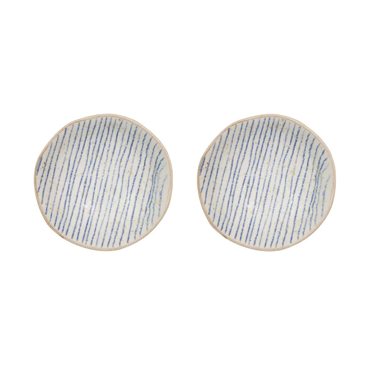 Nori striped schaal mini Ø8 cm 2-pack, Clay-optic Blue OYOY