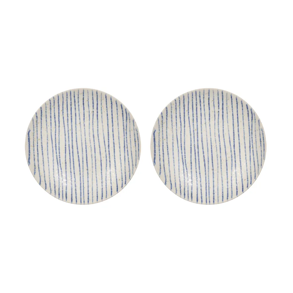 Nori striped schaal small Ø12,9 cm 2-pack, Clay-optic Blue OYOY