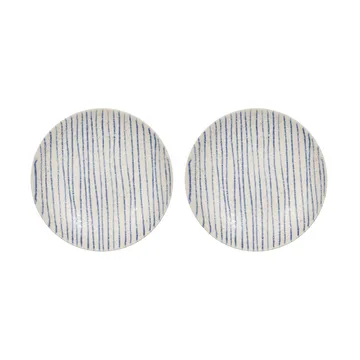 Nori striped schaal small Ø12,9 cm 2-pack - Clay-optic Blue - OYOY