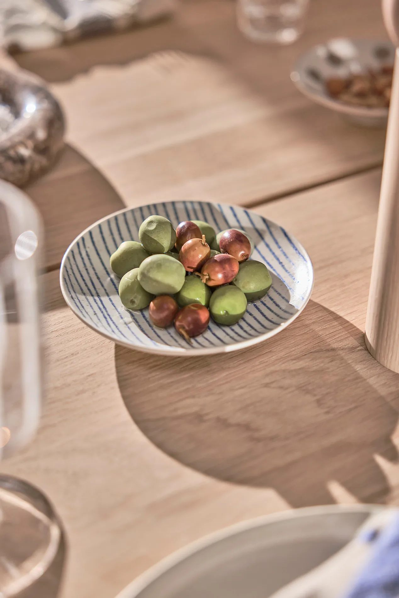 Nori striped schaal small Ø12,9 cm 2-pack, Clay-optic Blue OYOY