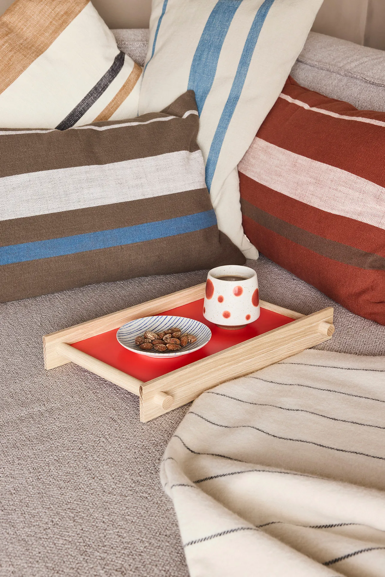 Nori striped schaal small Ø12,9 cm 2-pack, Clay-optic Blue OYOY