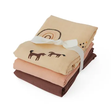 OYOY Mini Muslin τετράγωνη πετσέτα Συσκευασία 3 τεμαχίων - Ουράνιο τόξο - OYOY
