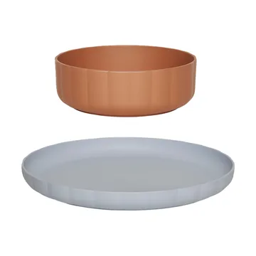 Πιάτο και μπολ Pullo 2 τεμάχια - Caramel-ice blue - OYOY