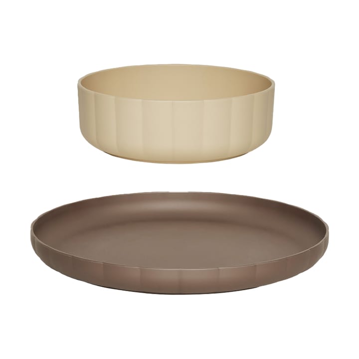 Πιάτο και μπολ Pullo 2 τεμάχια - Taupe-vanilla - OYOY