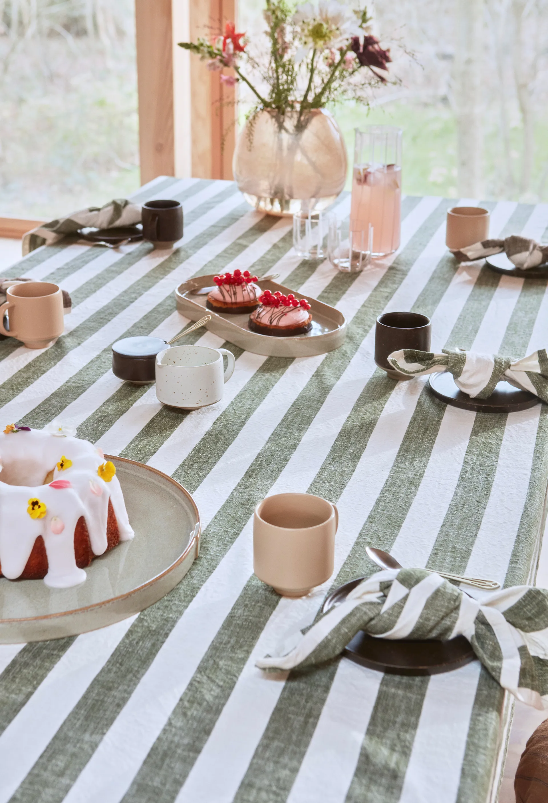 Striped πετσέτα 45x45 cm συσκευασία 2 τεμαχίων, Ελιά OYOY