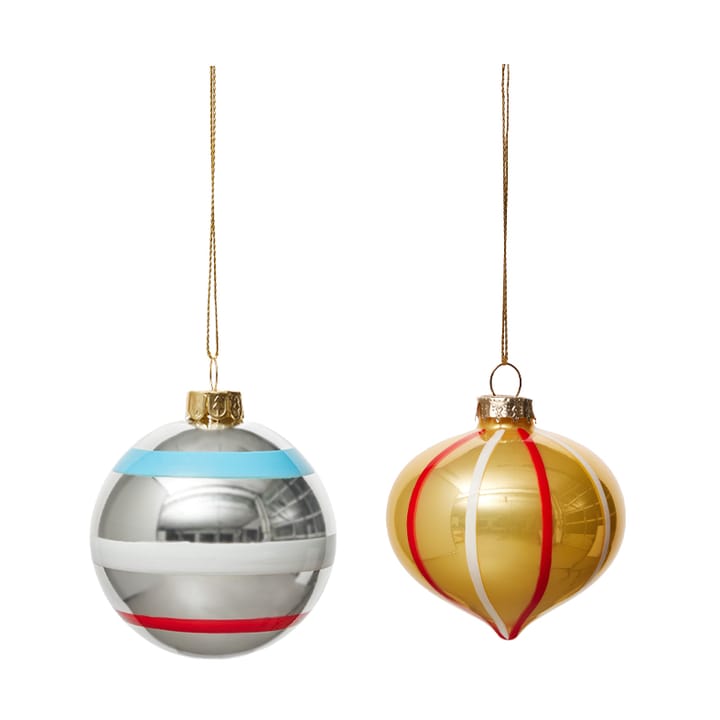 Vintage christmas glass ball No. 2, χριστουγεννιάτικη μπάλα 2 τεμάχια., Multi OYOY