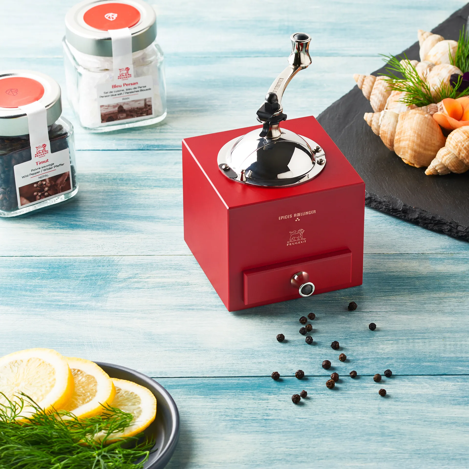 Roellinger χειροκίνητος μύλος πιπεριού, κόκκινο Peugeot