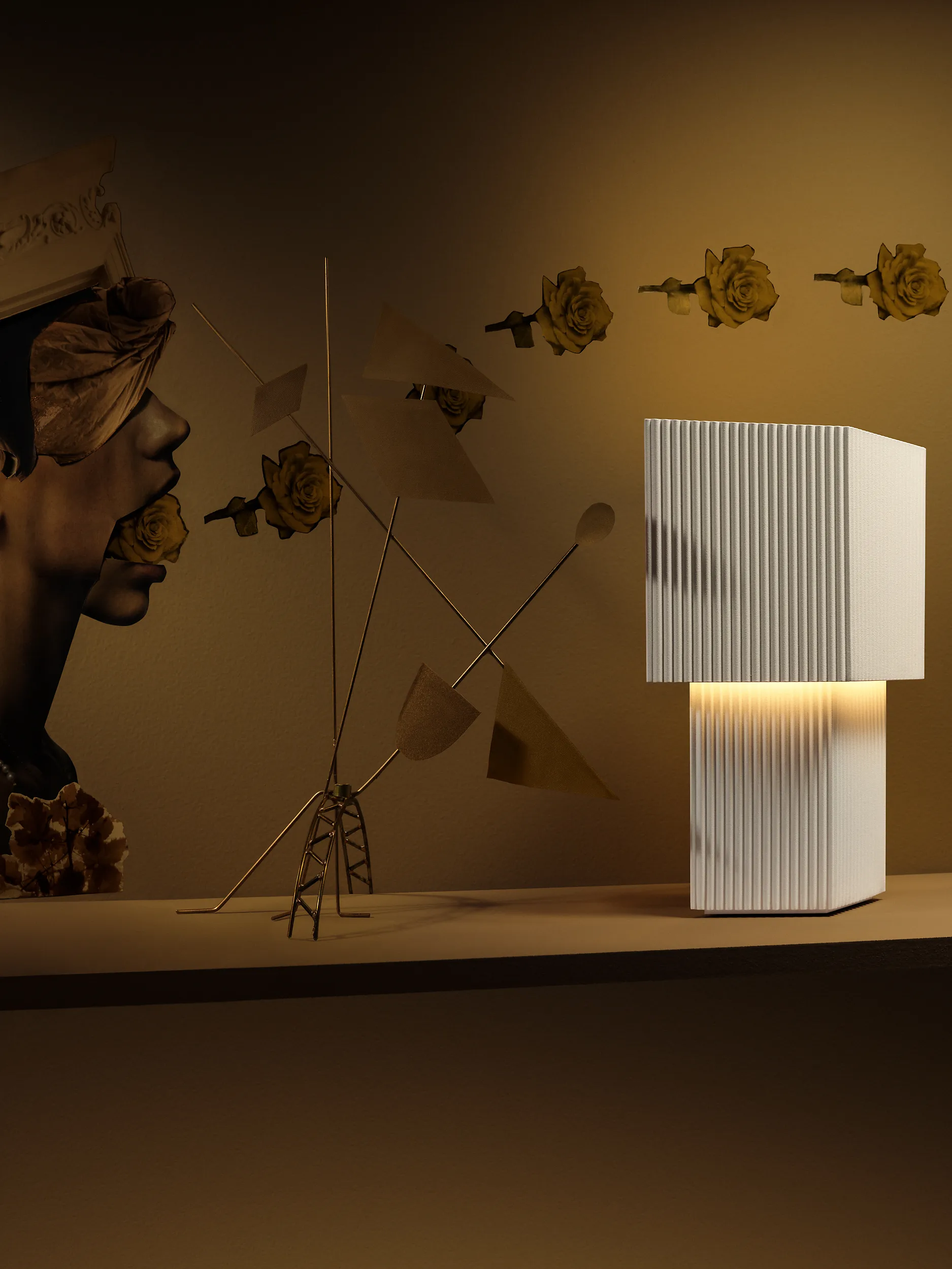 Romb Mini επιτραπέζιο φωτιστικό 19 cm, Βαμβάκι Pholc