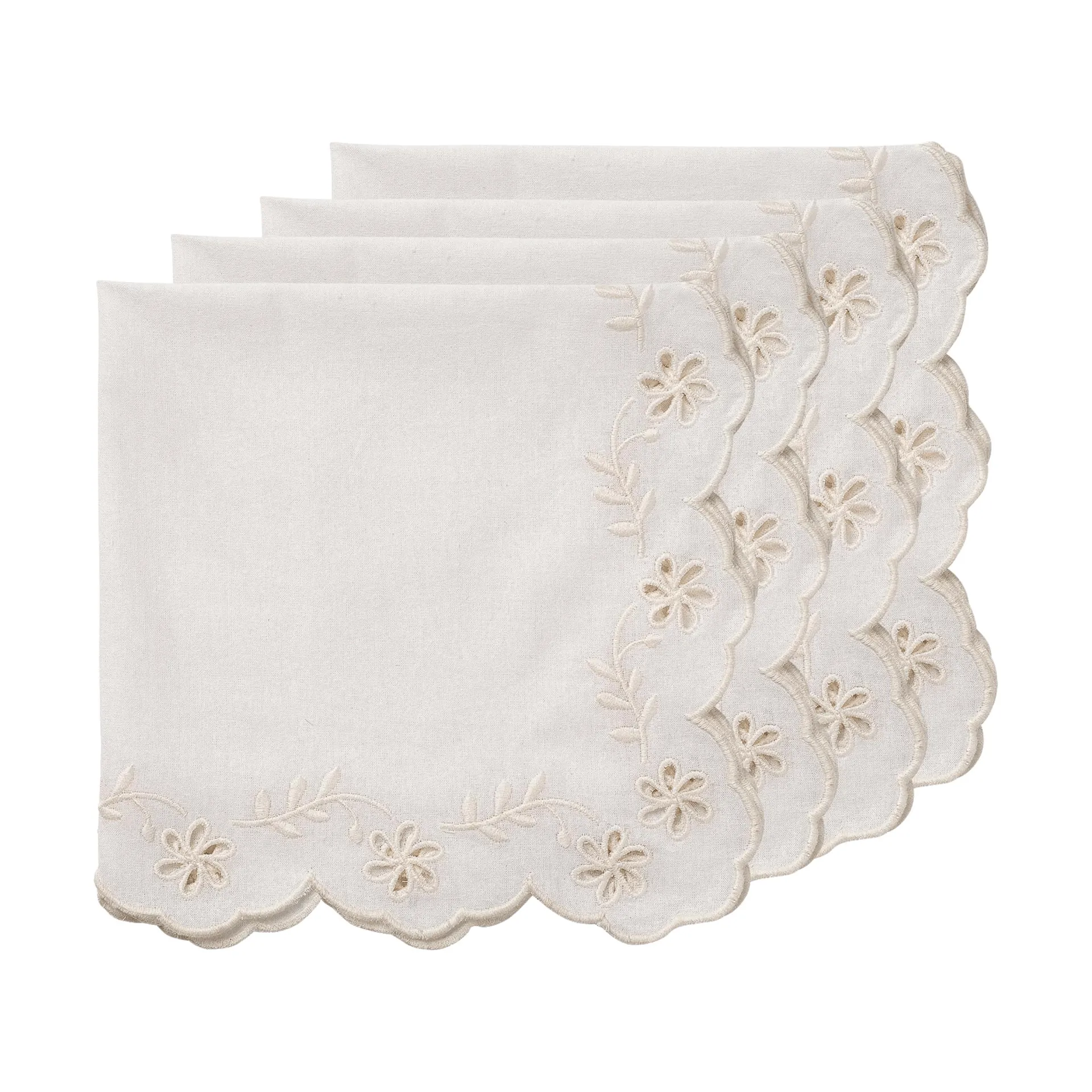 Lace βαμβακερή πετσέτα φαγητού, Offwhite, σετ 4 τεμ., 45x45 εκ. Pick a Poppy