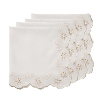 Lace βαμβακερή πετσέτα φαγητού - Offwhite, σετ 4 τεμ., 45x45 εκ. - Pick a Poppy