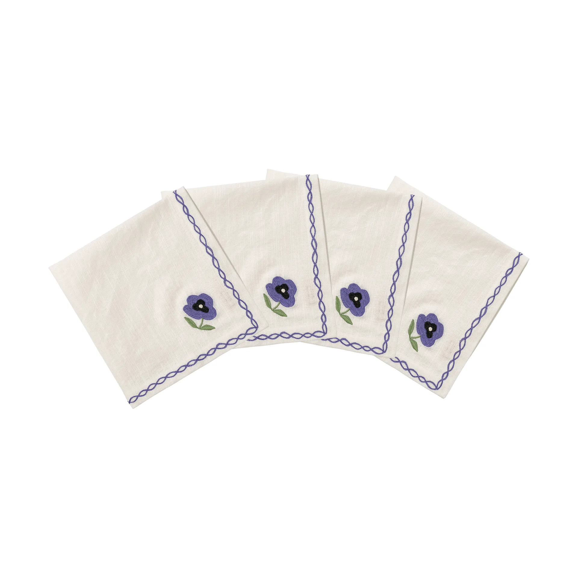 Madelen Möllard Pansy βαμβακερή πετσέτα φαγητού, Blue, σετ 4 τεμ., 45x45 εκ. Pick a Poppy