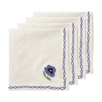 Madelen Möllard Pansy βαμβακερή πετσέτα φαγητού - Blue, σετ 4 τεμ., 45x45 εκ. - Pick a Poppy