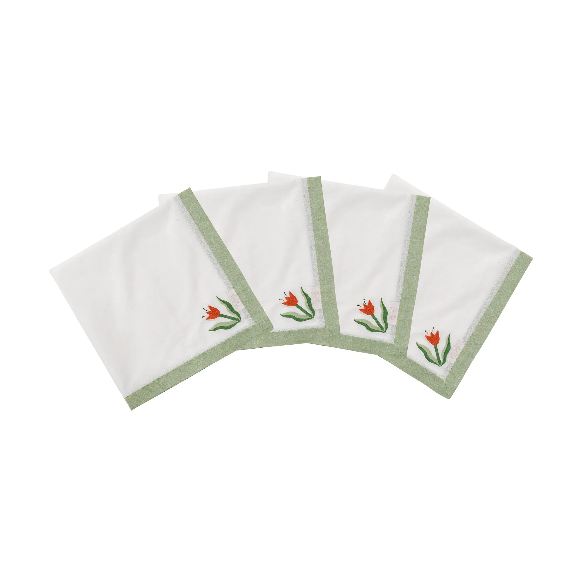 Madelen Möllard Tulip βαμβακερή πετσέτα φαγητού, Light green, 4-pack, 45x45 εκ. Pick a Poppy