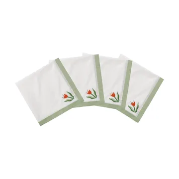 Madelen Möllard Tulip βαμβακερή πετσέτα φαγητού - Light green, 4-pack, 45x45 εκ. - Pick a Poppy